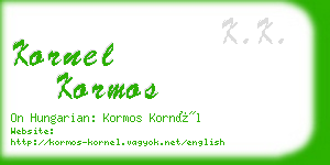 kornel kormos business card
